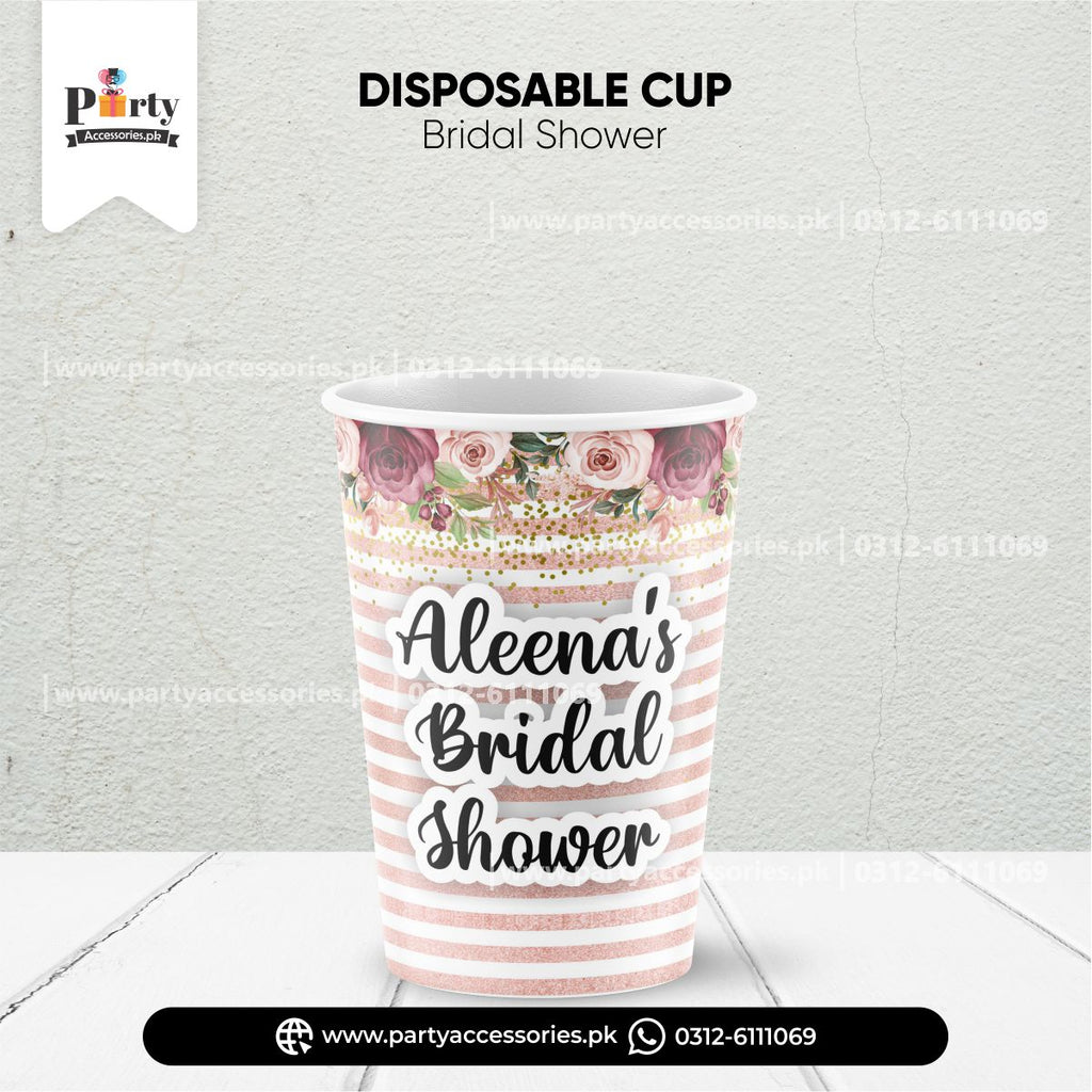Bridal shower table decoration Customized disposable Paper cups on special day 