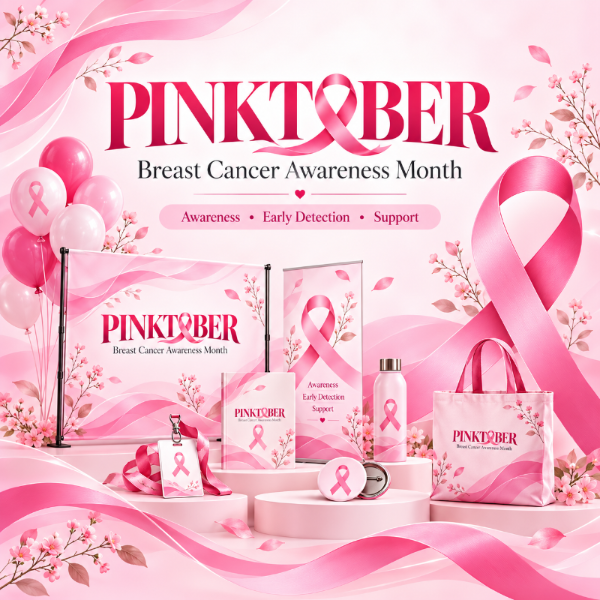 pinktober breast cancer awareness office setup