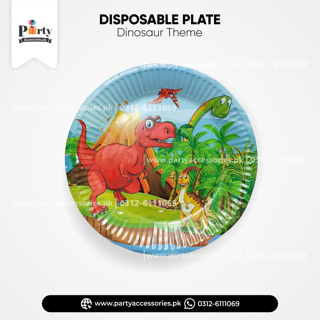 dinosaur theme paper plates for cake distribution