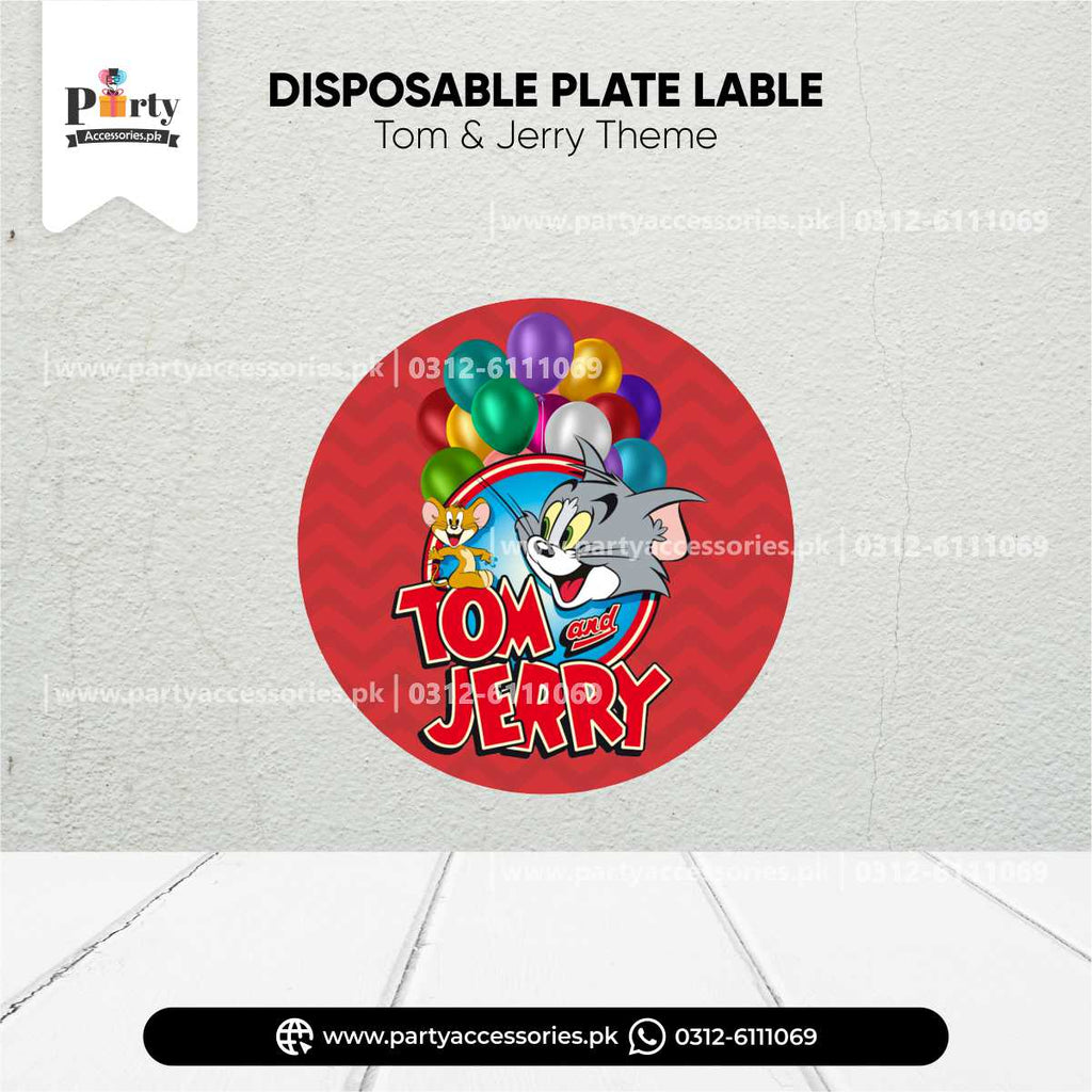 TOM AND JERRY THEME BIRTHDAY PARTY CUSTOMIZED PLATES LABELS