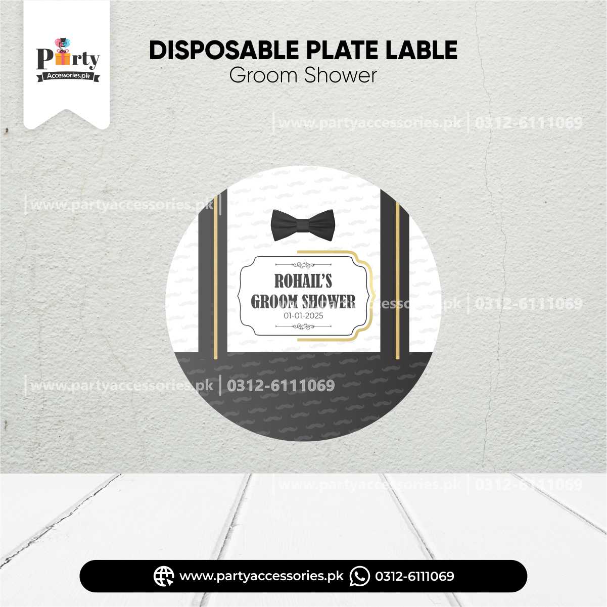 Customized Groom Shower Plates: Elegant Table Decoration for Memorable Celebrations | Pack of 6