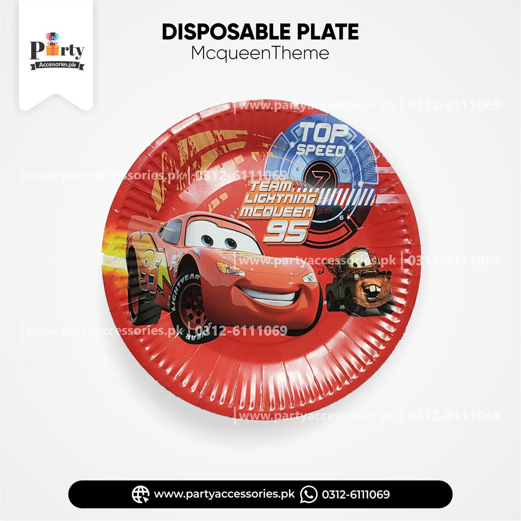 MCQUEEN THEME CUSTOMIZED PAPER PLATES 