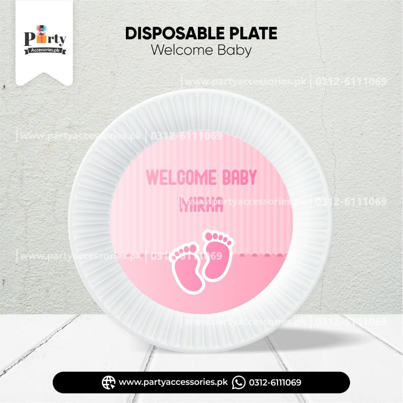 Welcome baby home decoration ideas disposable plates in pink pinterest ideas