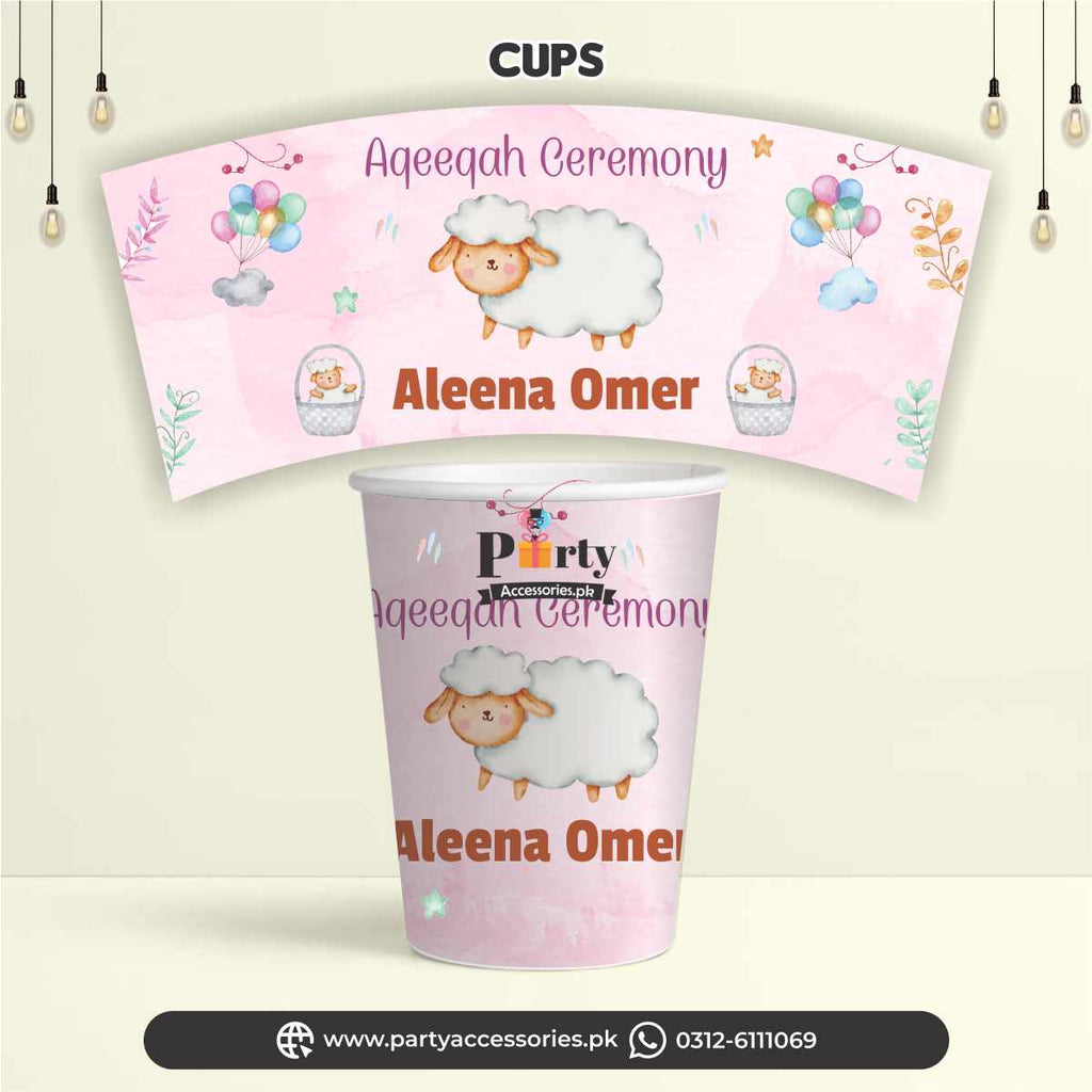 Aqeeqa celebration | Customized disposable Paper CUPS for gir Aqiqah