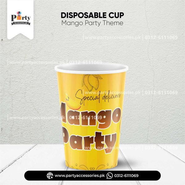 Disposable Cups With Custom Label in Mango Party Theme 