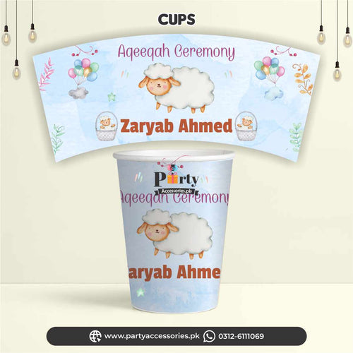 Aqeeqa celebration | Customized disposable Paper CUPS for boy Aqiqah