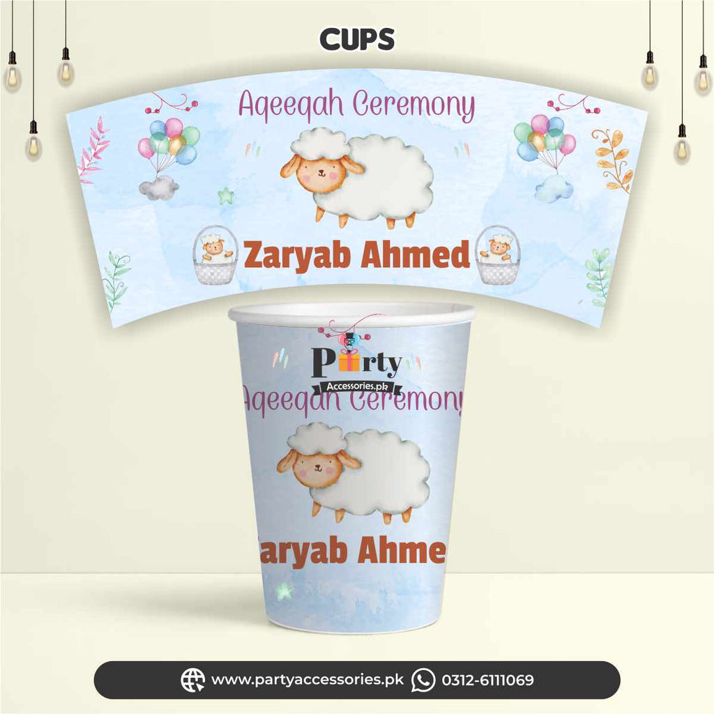 Aqeeqa celebration | Customized disposable Paper CUPS for boy Aqiqah