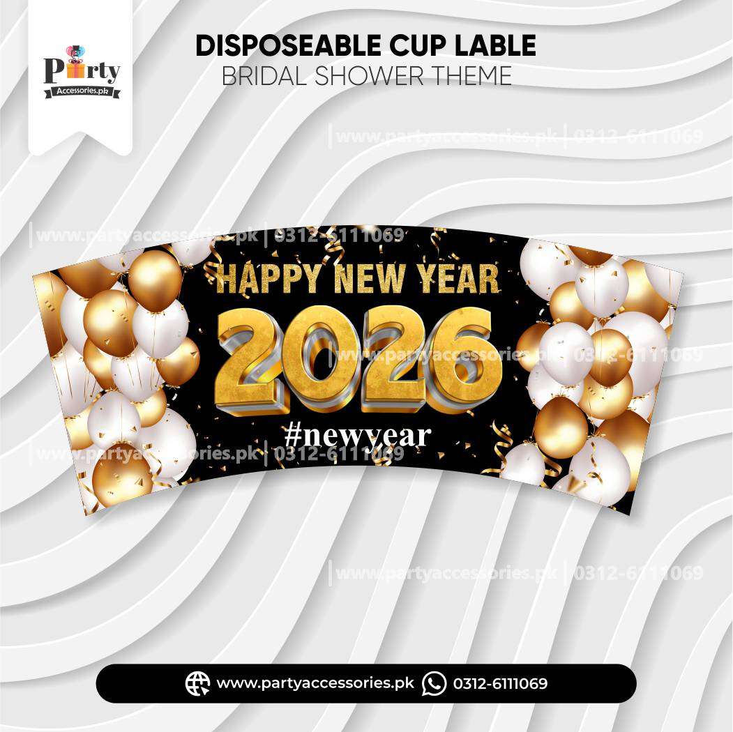NEW YEAR PARTY DISPOSABLE CUPS LABELS