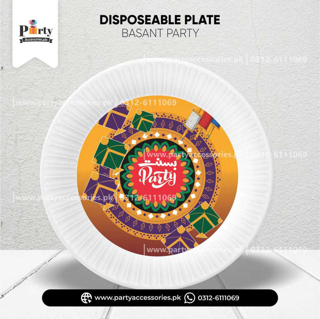 Disposable Plates with Basant Festival Theme Labels