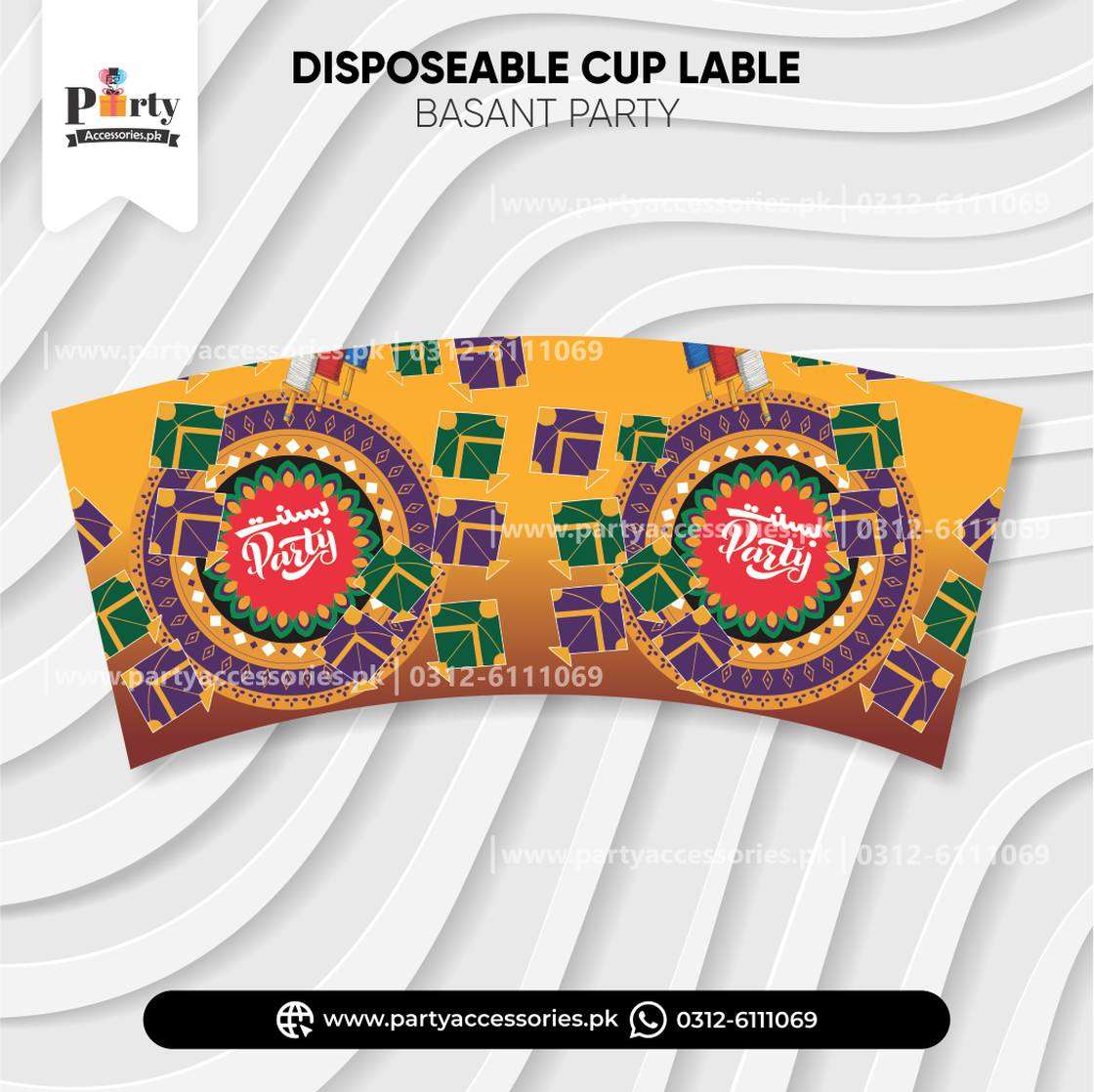Basant Design Disposable Cups Labels