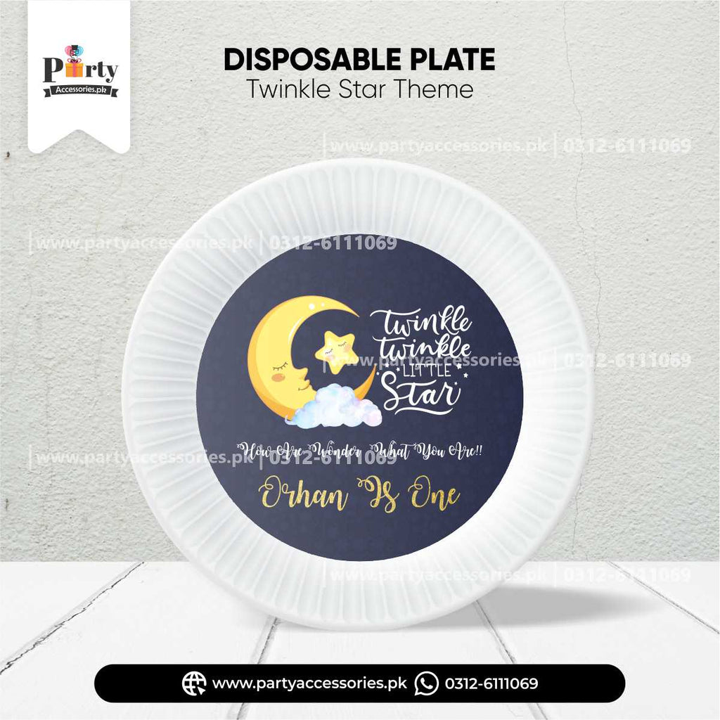 twinkle star customized plates for boy theme birthday 