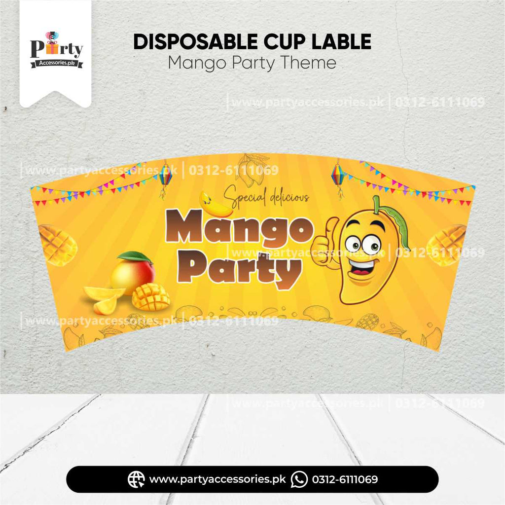 Customized Label in Mango Party Theme for Disposable Cups