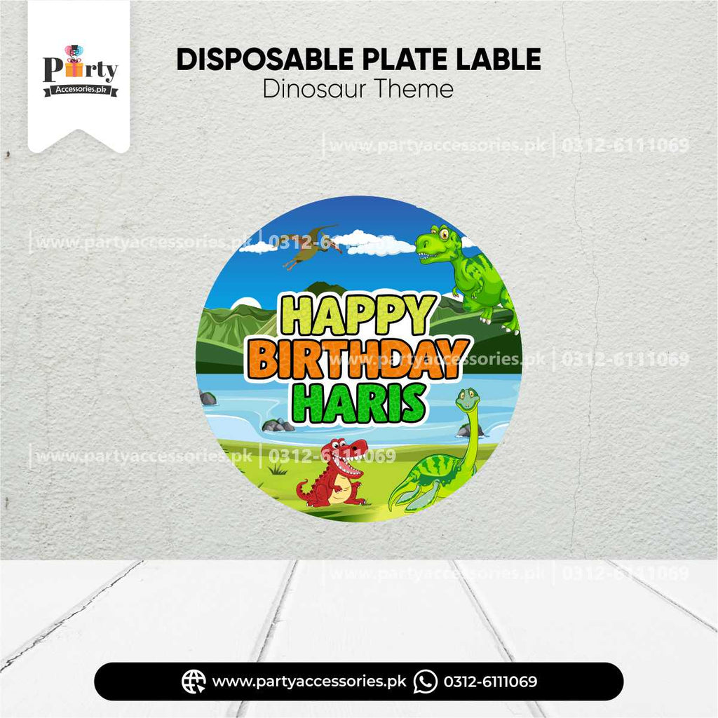 dino theme customized plates labels
