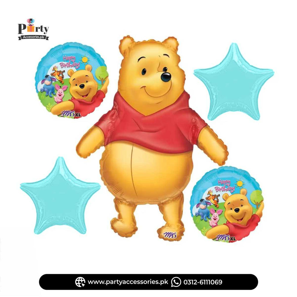 Pooh Shape Birthday Party Decoration Foil Balloons Set