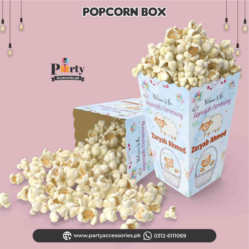 Aqeeqa celebration | Customized Popcorn holders for boy Aqiqah