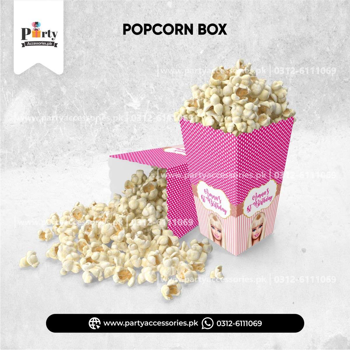Barbie doll theme Birthday Customized Popcorn holders amazon ideas