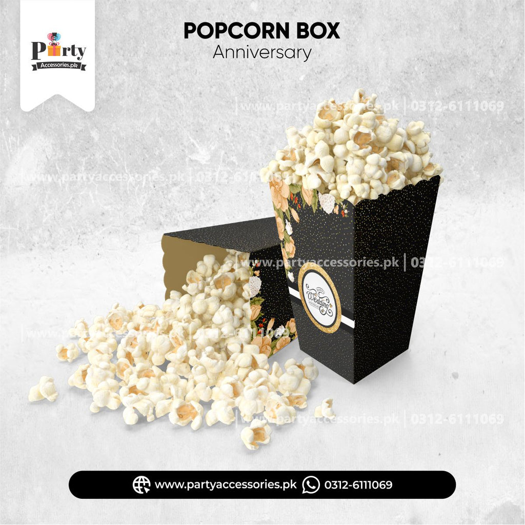 Wedding Anniversary decorations | Customized Popcorn boxes | pack of 6