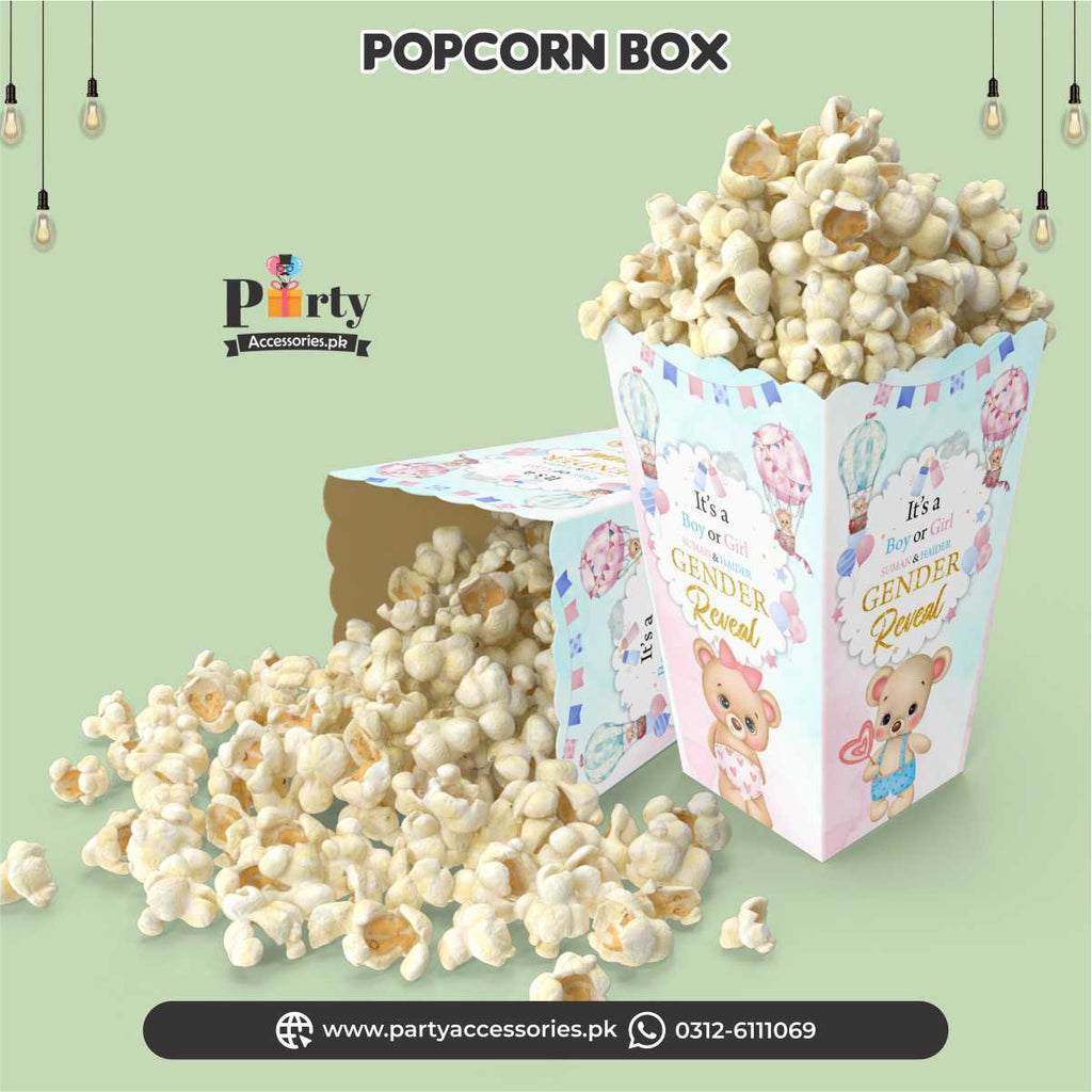 Gender reveal party Customized Popcorn holders | Pack of 6