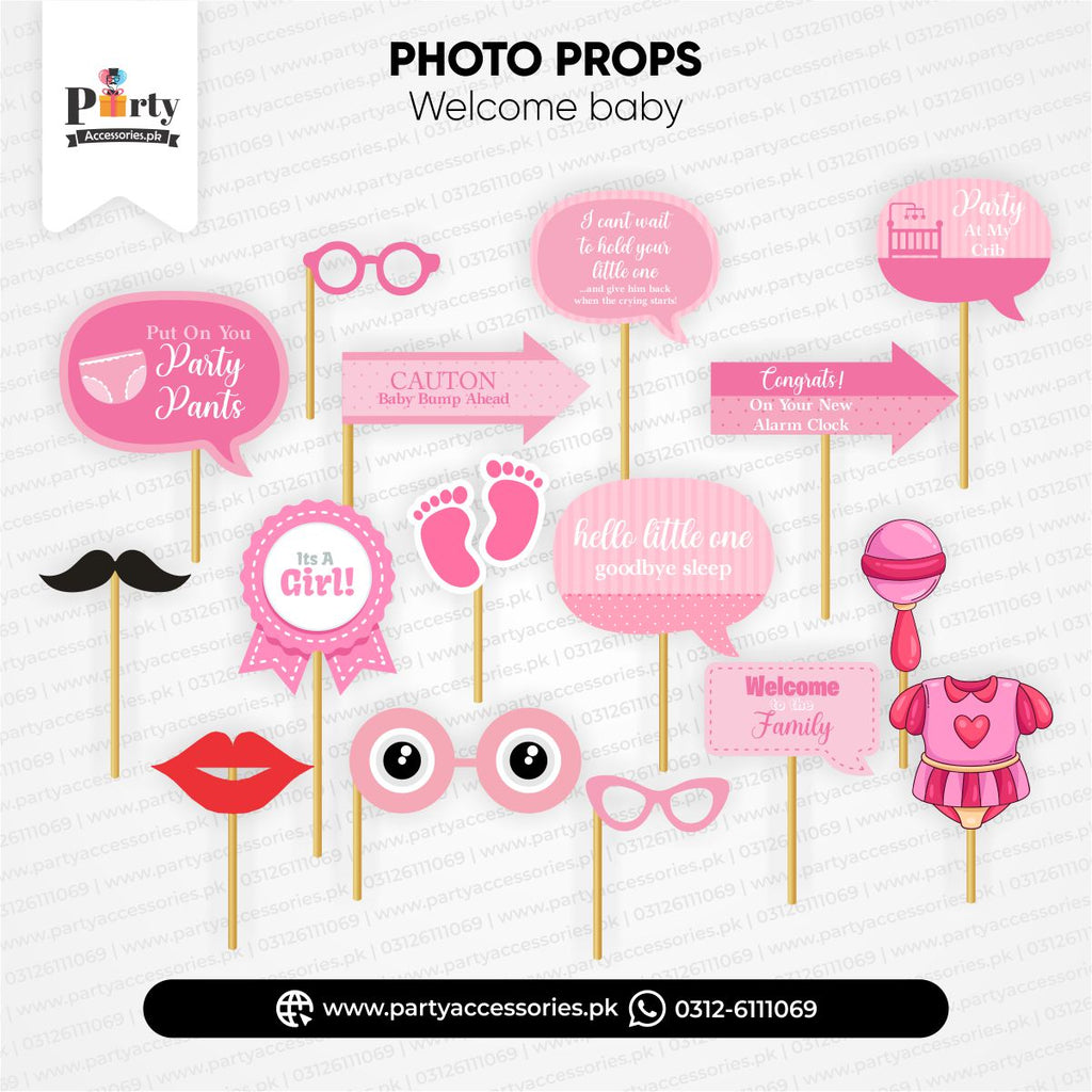 Welcome baby decoration ideas | Customized selfie propset  in pink