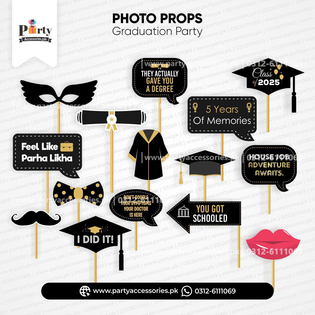Graduation party photo booth props set | customized props ...