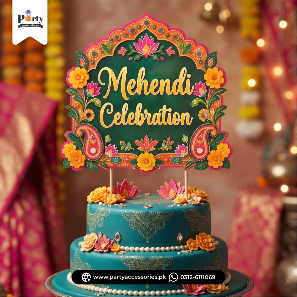 Mehendi Theme Card Cake Topper 