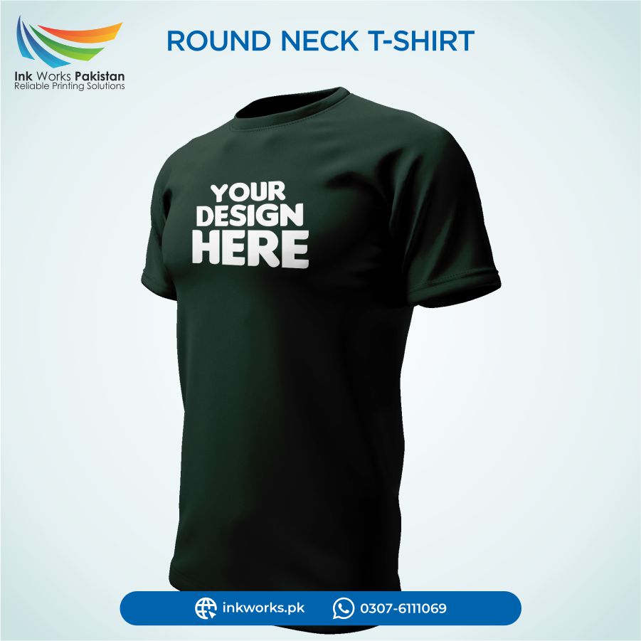 Dark Green Color Round Neck T-Shirt