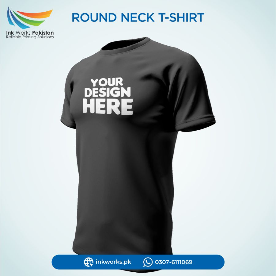 Grey Color Custom Round Neck T-Shirt 
