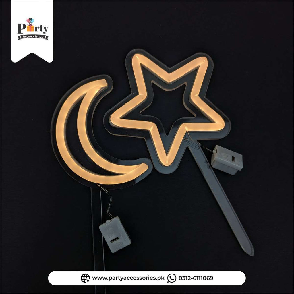 Moon & Star Neon LED Cake Topper