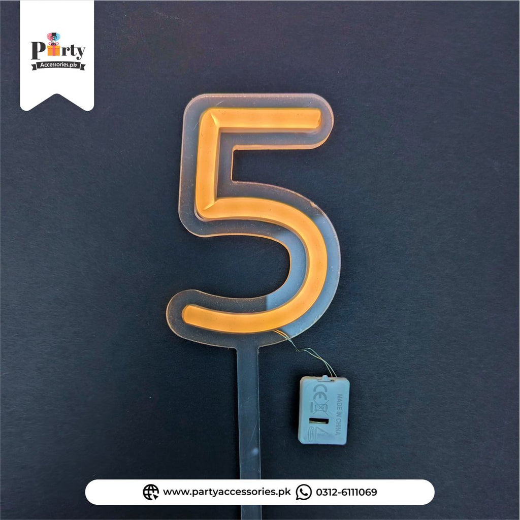 Neon LED Number Cake Topper