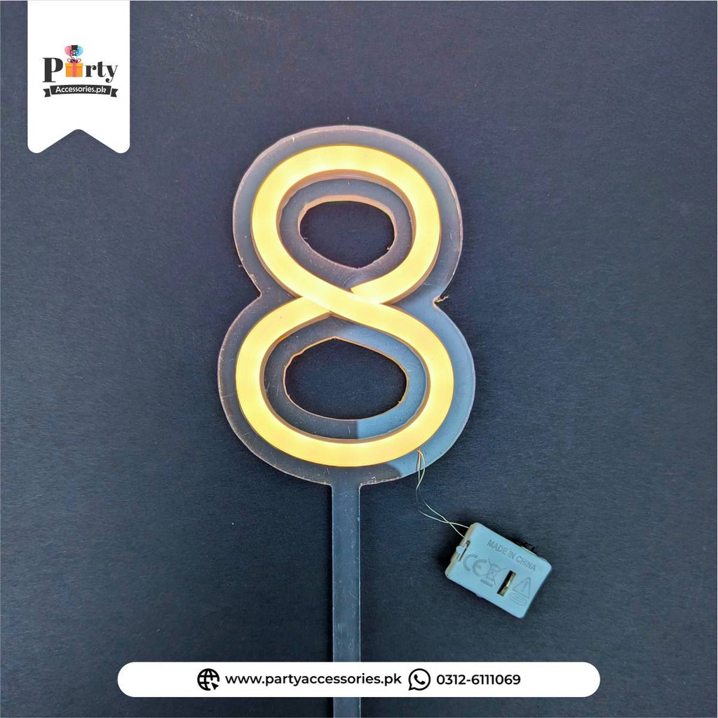 Neon LED Number Cake Topper