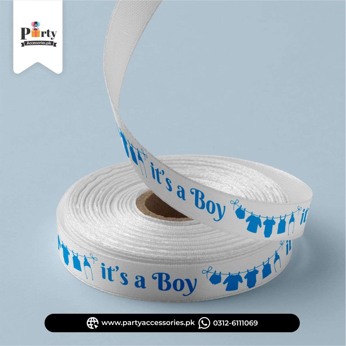 Its a boy printed ribbon 