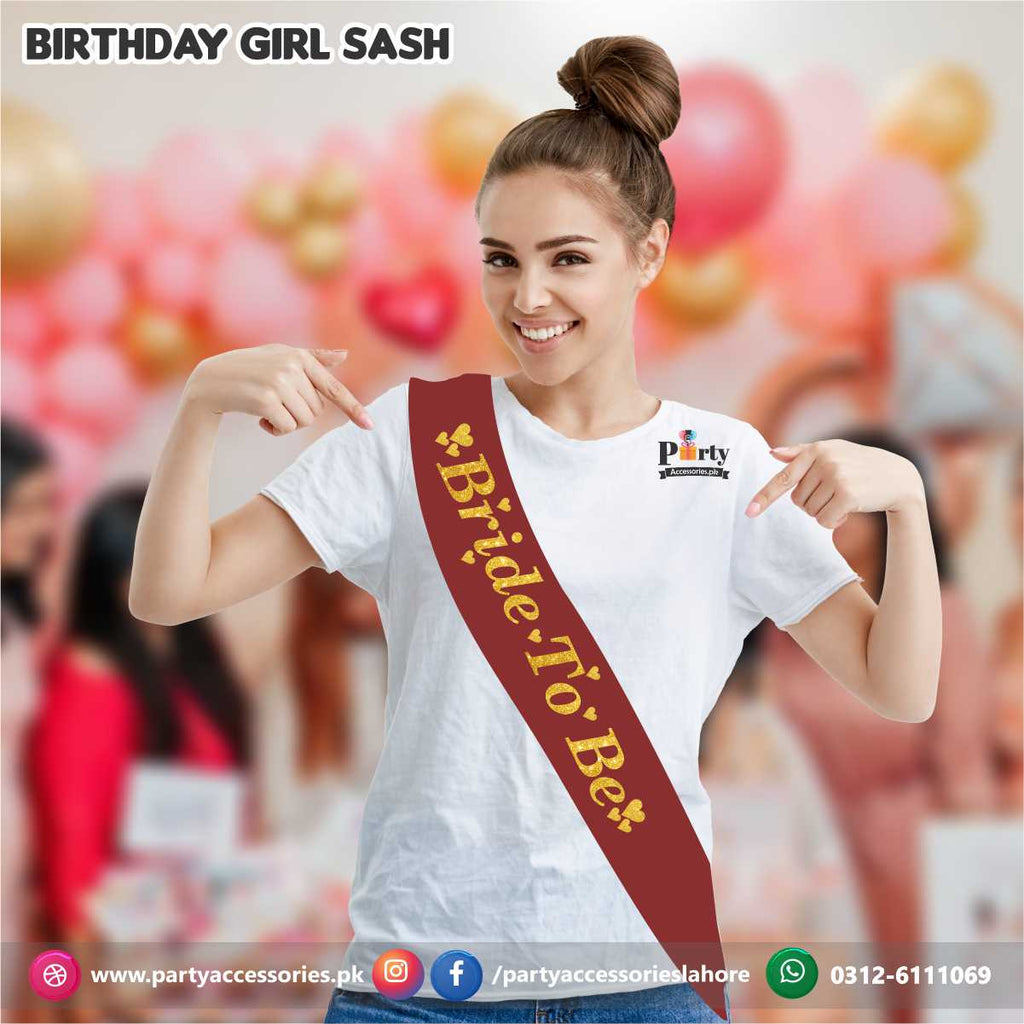 Bride to be Sash | Black and golden bride to be sash for Bridal shower events