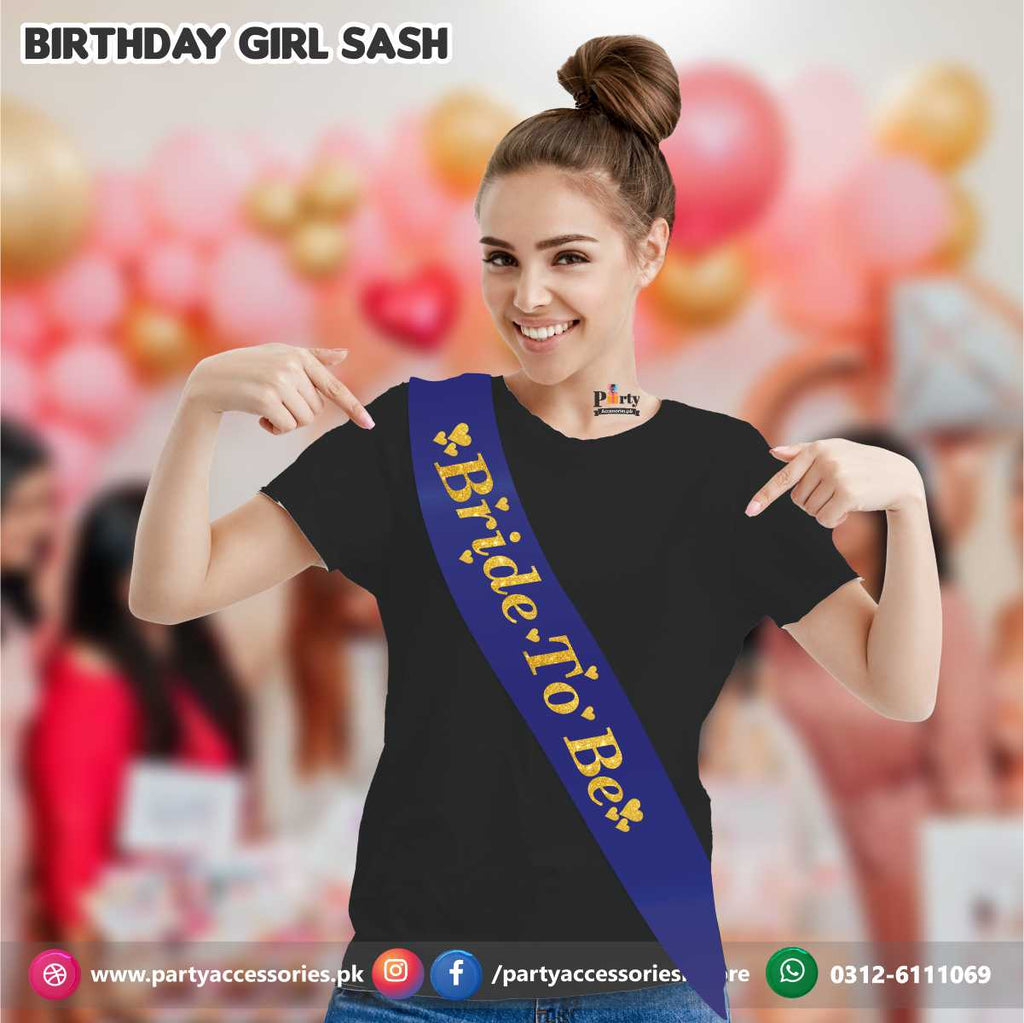 Bride to be Sash | Black and golden bride to be sash for Bridal shower events