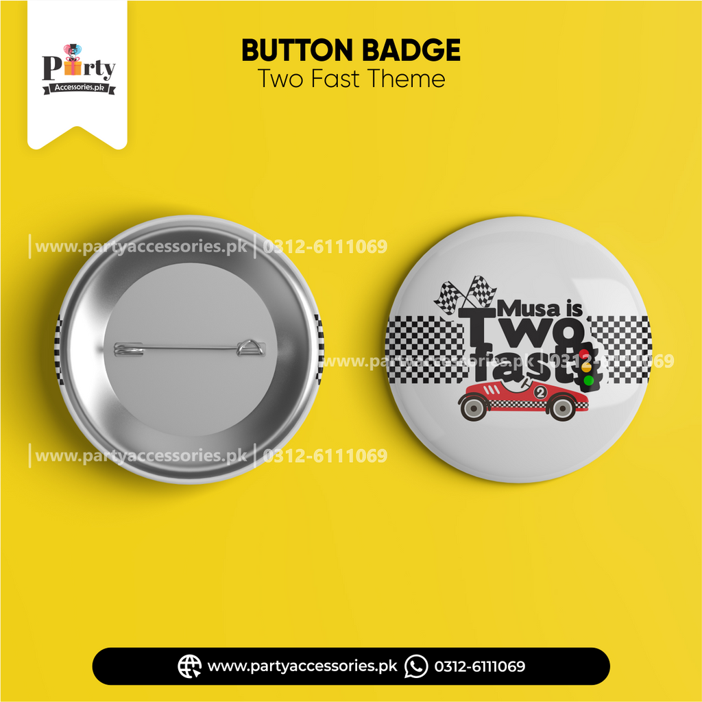 two fast button badge