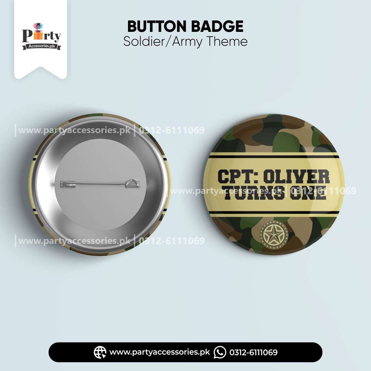 army soldiers theme button badges