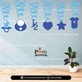 half birthday wall hanging swirls in blue 