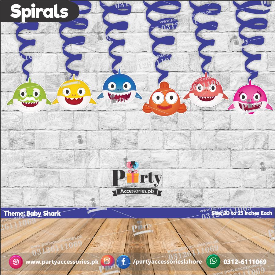 Baby Shark Theme Spiral Hangings | Swirl into Underwater Delight (Pack of 6)