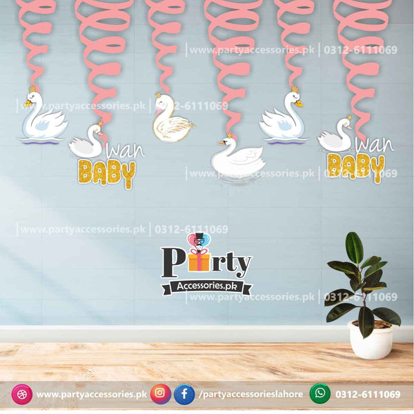 Spiral Hanging swirls in Swan theme 