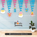 Gender Reveal Party spiral hangings 