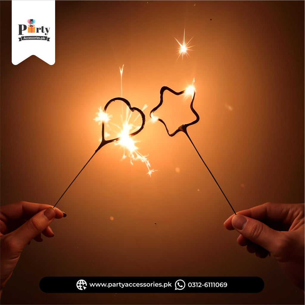 Star and Heart Shape Sparkling Cake Candles for Birthdays, Anniversaries and Other Events