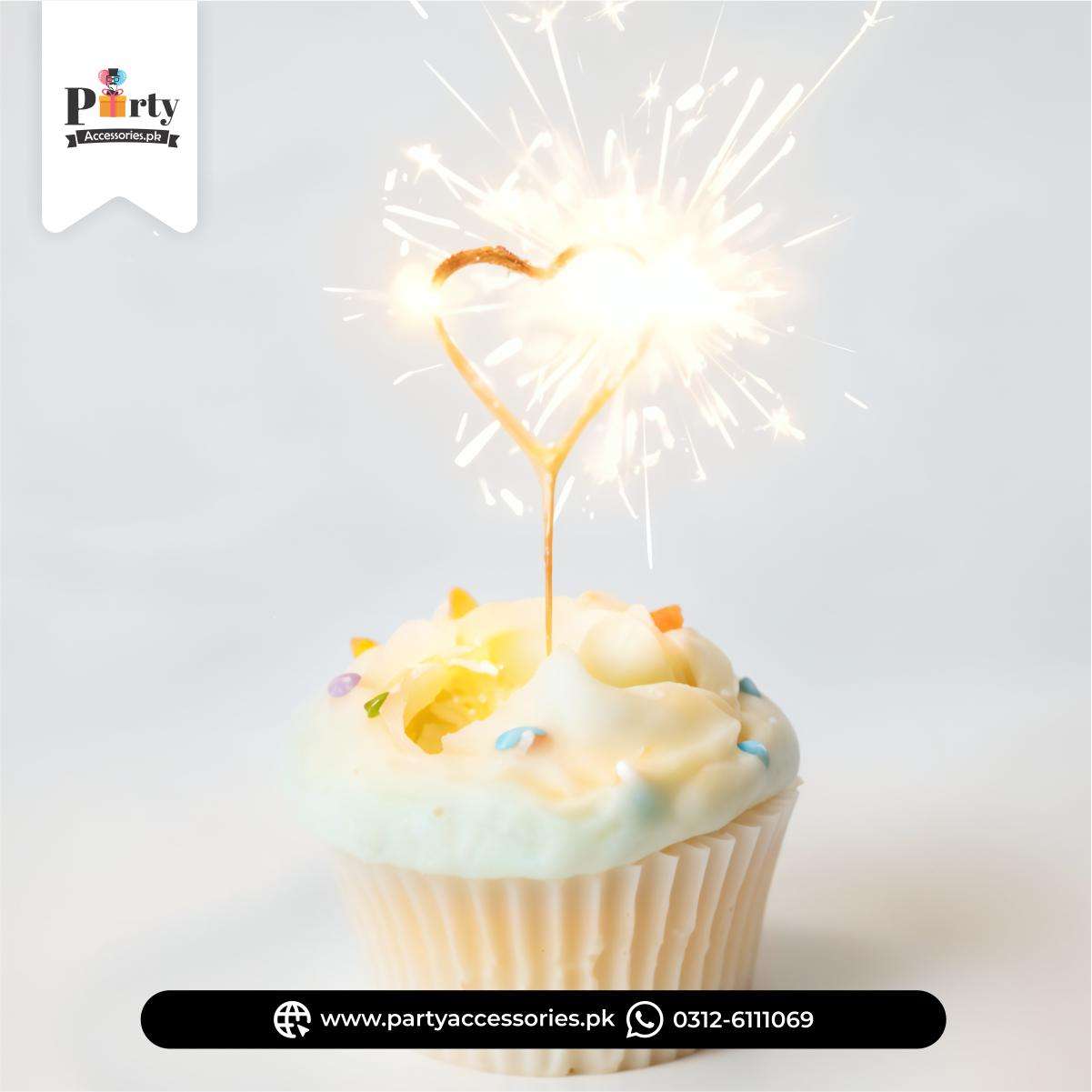 Heart Shape Sparkling Cake Candles for Cake Decoration