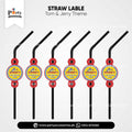 tom and jerry theme customized straw with tags 