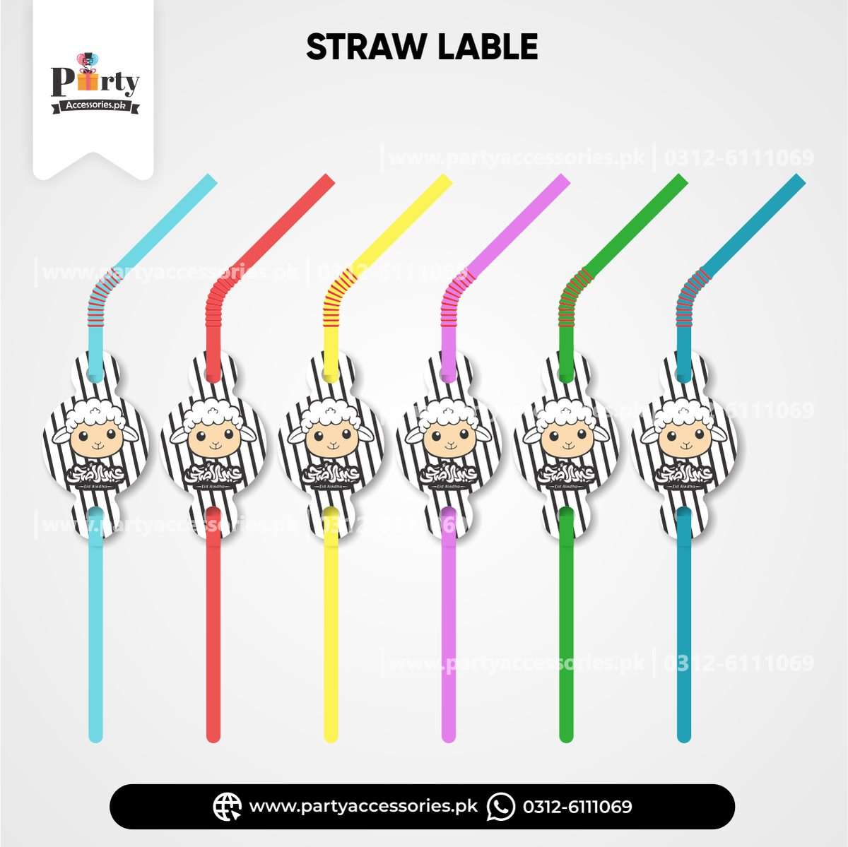Eid al-Adha Theme Straws with Custom Labels – Drink Accessories