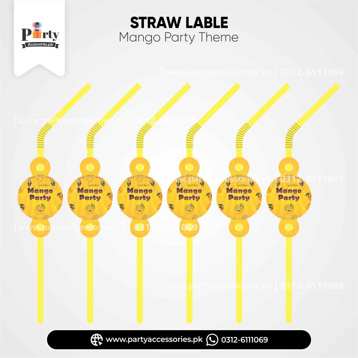 Personalized Mango Themed Party Straw Tags: Custom Tropical Drink Markers (Pack of 12)