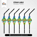 dinosaur theme birthday party customized straw with tags 