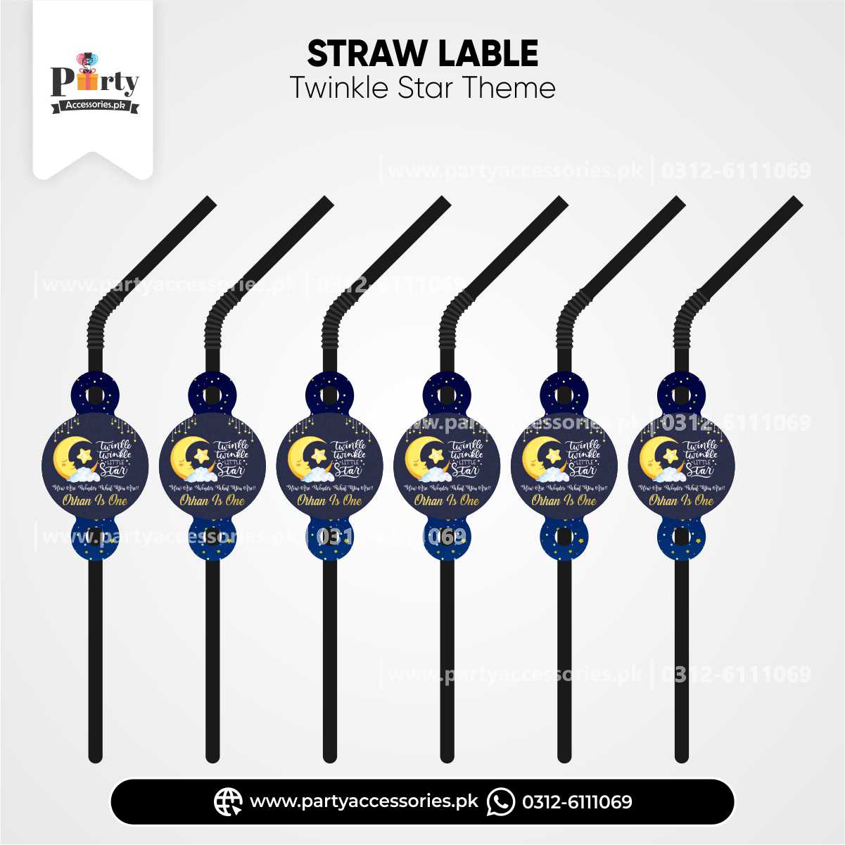 Twinkle star theme customized straws