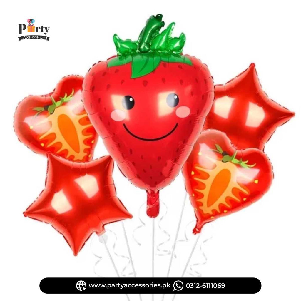 Tutti Fruiti Themed Strawberry Shape Birthday Party Exclusive Foil Balloons 