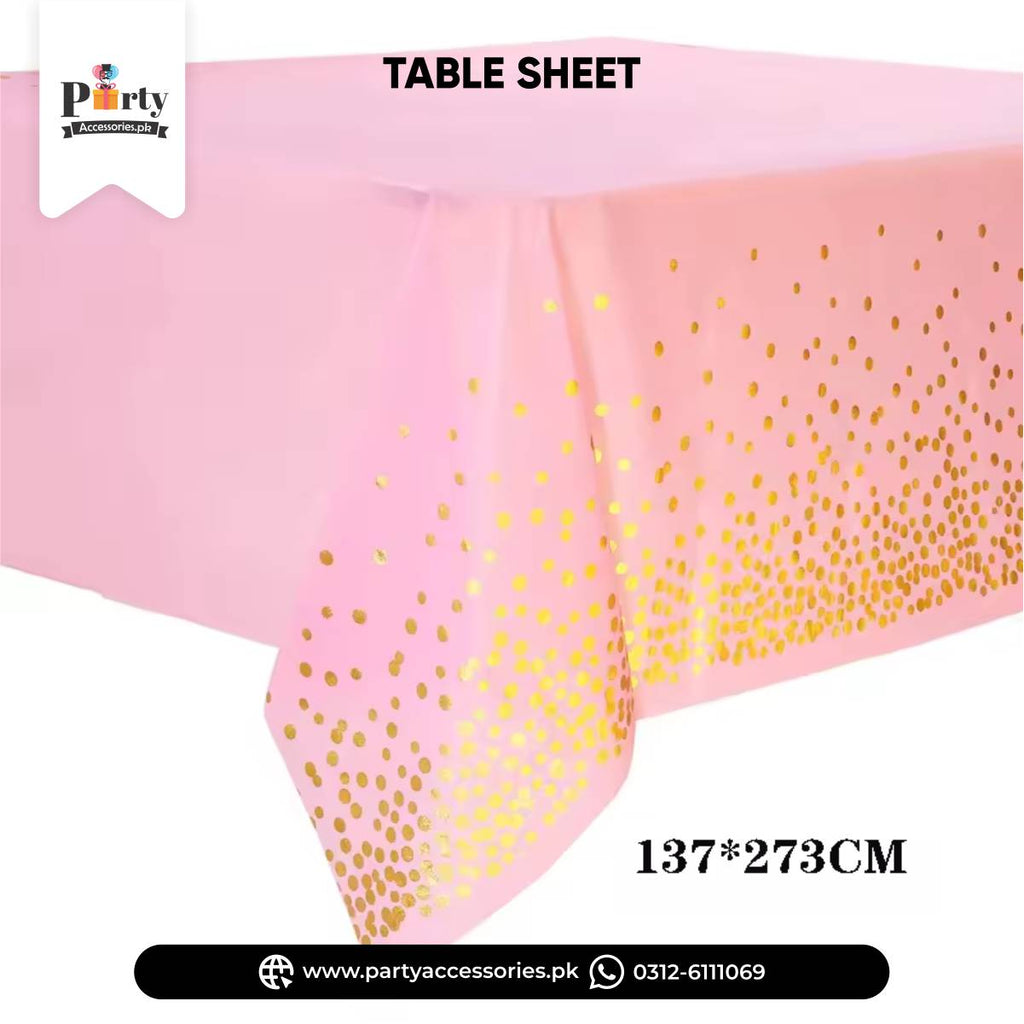Pink color table cover for welcome baby girl party decoration