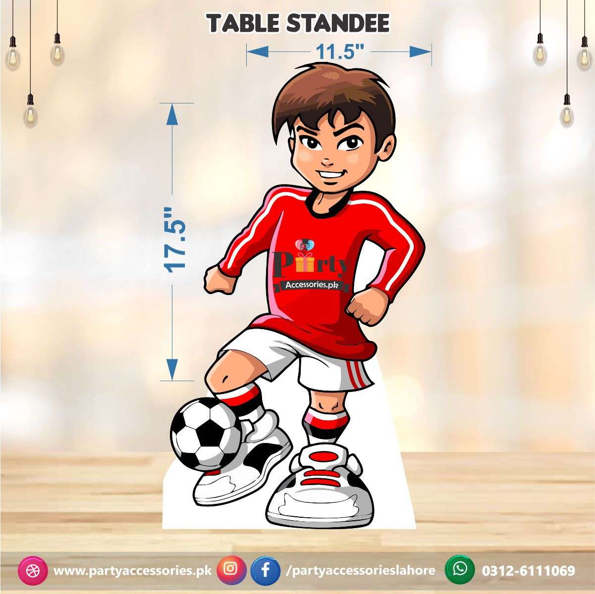 Football Theme Birthday Party Table Standing Character Cutouts in football shape