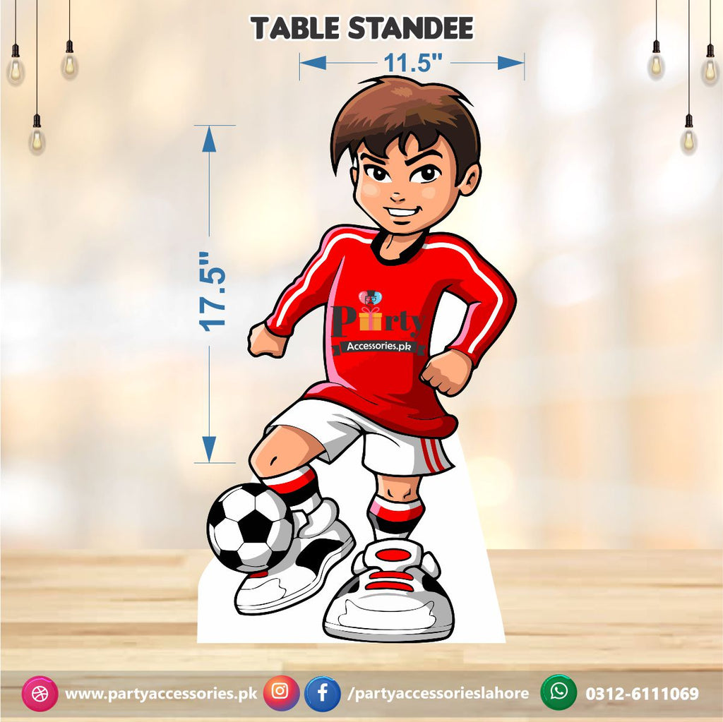 Football Theme Birthday Party Table Standing Character Cutouts in football shape